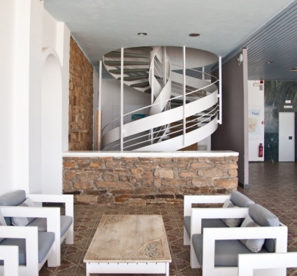 Tinos Beach Hotel Living Room and Staircase