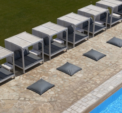 day beds by the pool